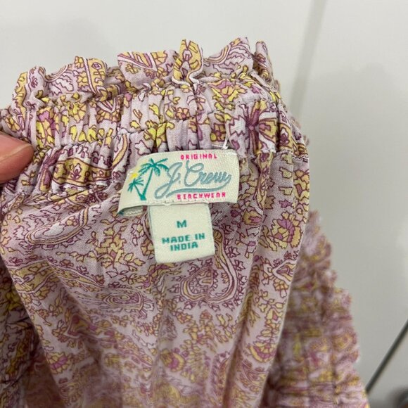 J. Crew Medium Purple, Green Boho Paisley Wrap Maxi Cotton Voile Skirt w/Pocket - Picture 12 of 16